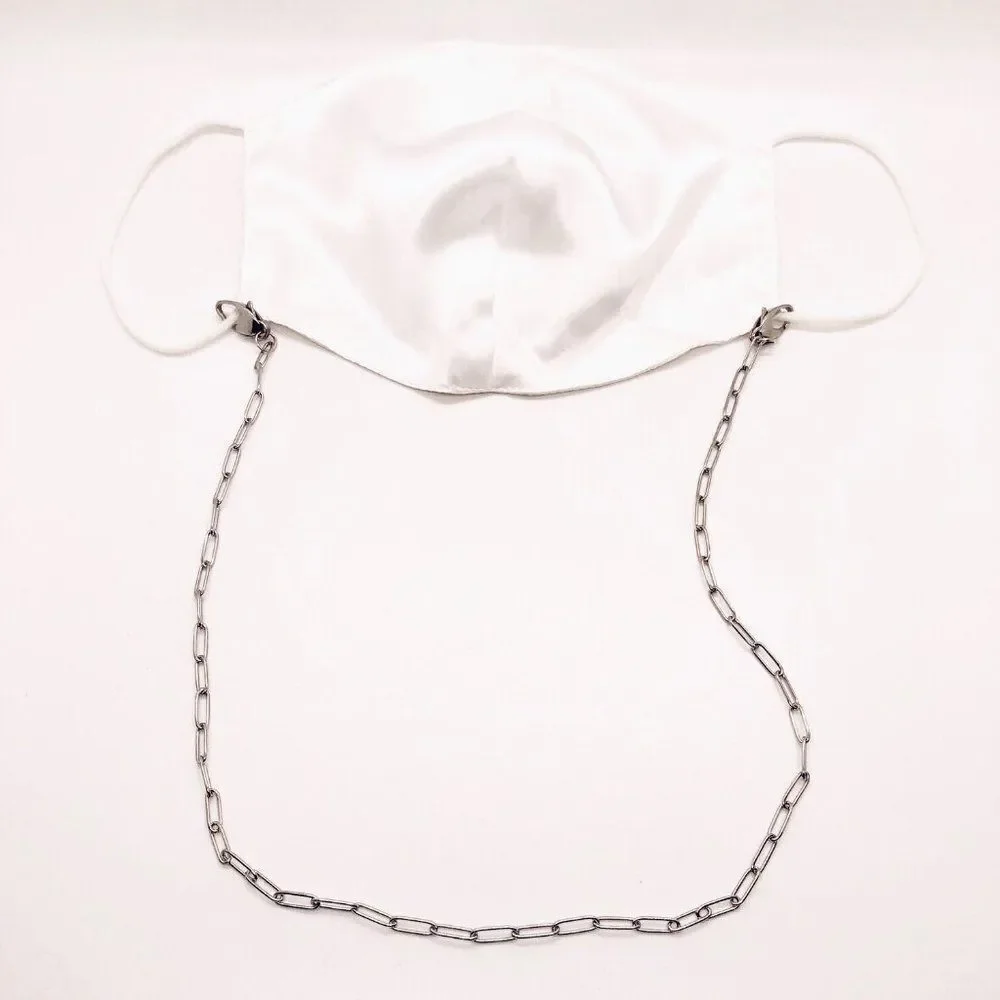 Silver Stainless Steel Paperclip Link Mask Chain Necklace